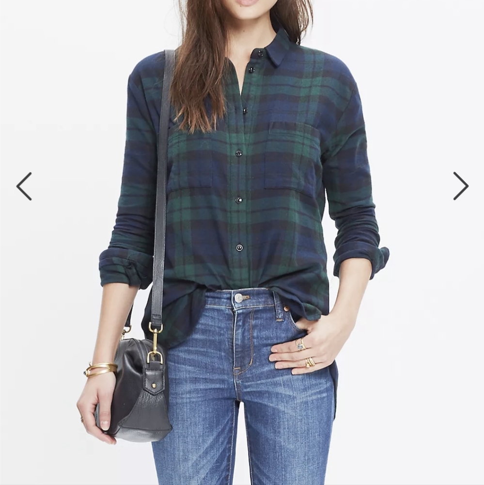 Madewell Flannel Oversized Boyshirt in Dark Plaid (Sz S)